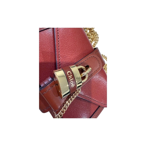 Chloe Gold and Brown Crossbody Bag with Elegant Hardware and Structured Shape - Picture 13 of 14